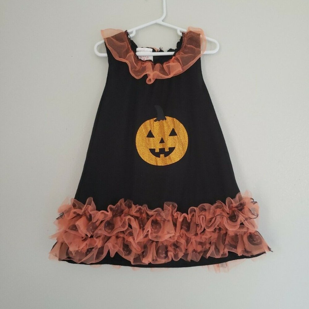 Rubies Girls Black Orange Pumpkin Witch Halloween Costume Dress Top Size…